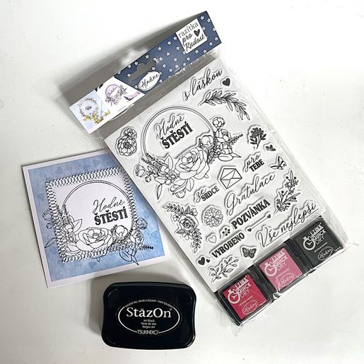 Razítka Aladine Stamp with Love, 25 ks - Květiny a gratulace