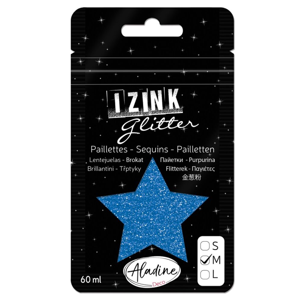 Levně Aladine Třpytky Aladine Izink Glitter, 60 ml, vel. M - VYBERTE ODSTÍN - Třpytky Aladine Izink Glitter, 60 ml, vel. M - bleu, modré