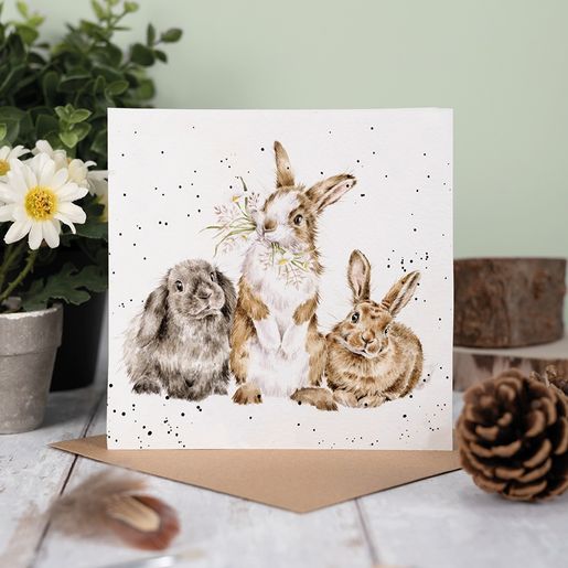 Přání Wrendale Designs "All Ears", 15x15 cm - Králíci