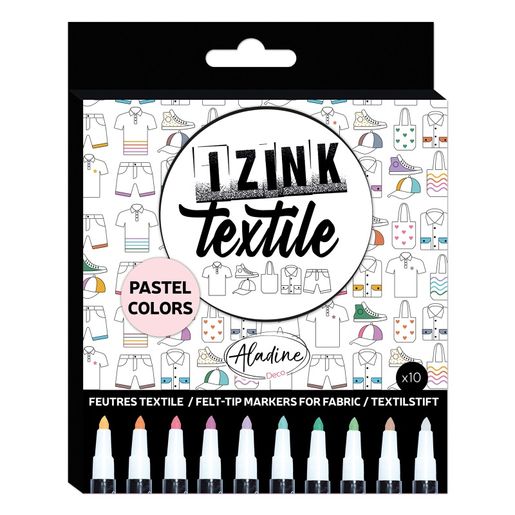 Fixy na textil Aladine Izink Textile, 10 ks - pastelové barvy