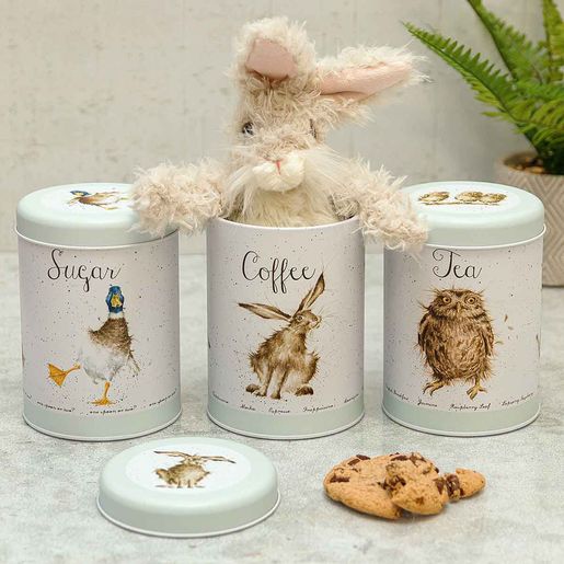 Sada plechových dóz Wrendale Designs "Country Set", 3 ks - Sova, zajíc, kachna