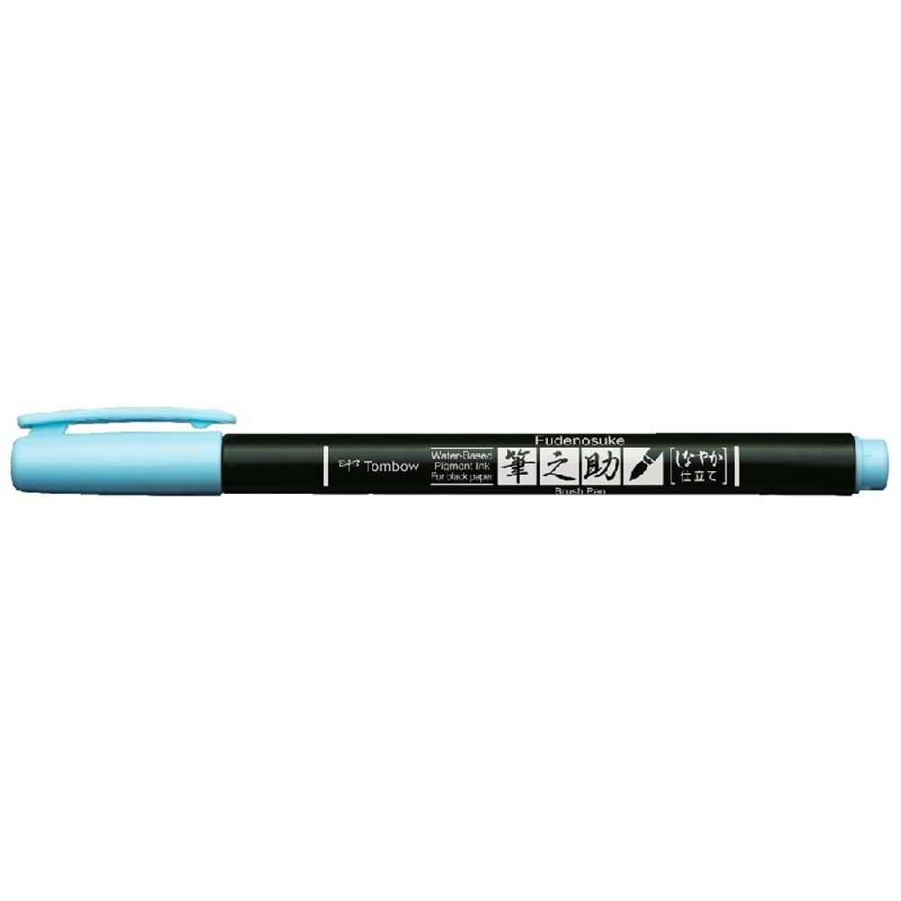 Levně Tombow Štětcový fix Tombow Fudenosuke Pastel, měkký hrot - VYBERTE ODSTÍN - Štětcový fix Tombow Fudenosuke Pastel, měkký hrot - light blue, modrý