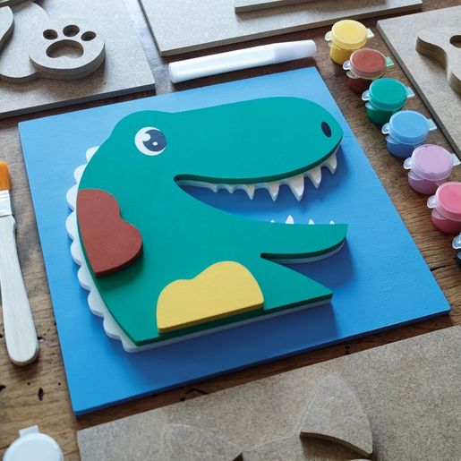 Dřevěný obrázek k dotvoření Aladine - Dinosaurus