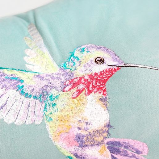 Vyšívaný povlak na polštář Wrendale Designs "Wisteria Wishes", 40x40 cm - Kolibřík