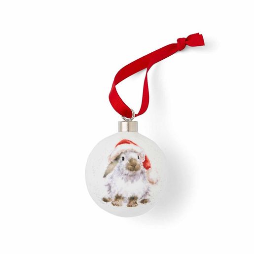 Porcelánová vánoční ozdoba Wrendale Designs "Ho Ho Ho", 6,5 cm - Králík