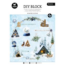 DIY Blok s výseky Studio Light "Winter Scene", A4, 32 l. - Zima na chatě