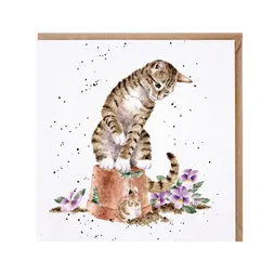 Přání Wrendale Designs "Hide and Squeak", 15x15 cm - Kočka a myš