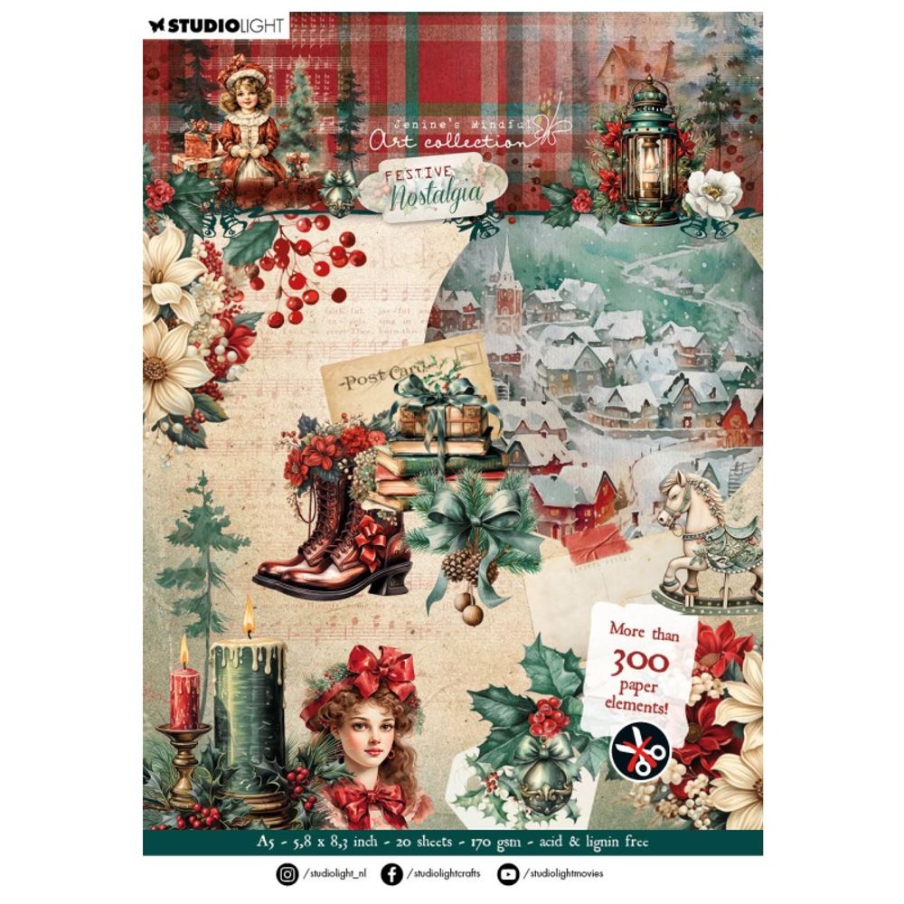 Blok s papírovými výseky Studio Light Festive Nostalgia, A5, 20 l. Aladine