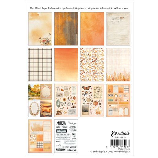 Kreativní blok Studio Light Mixed Paper Pad, A5, 42 l. - Podzimní pohoda