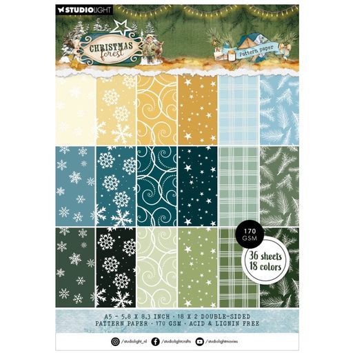 Blok vzorovaných papírů Studio Light "Christmas Forest", A5, 36 l. - Vánoční lesík