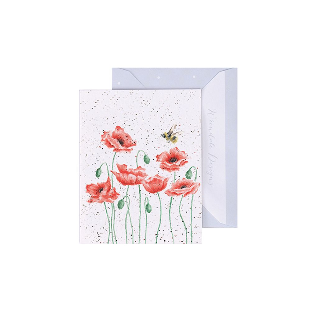 Wrendale Designs Dárková kartička Wrendale Designs "Poppies and Bee" - Čmelák a vlčí máky