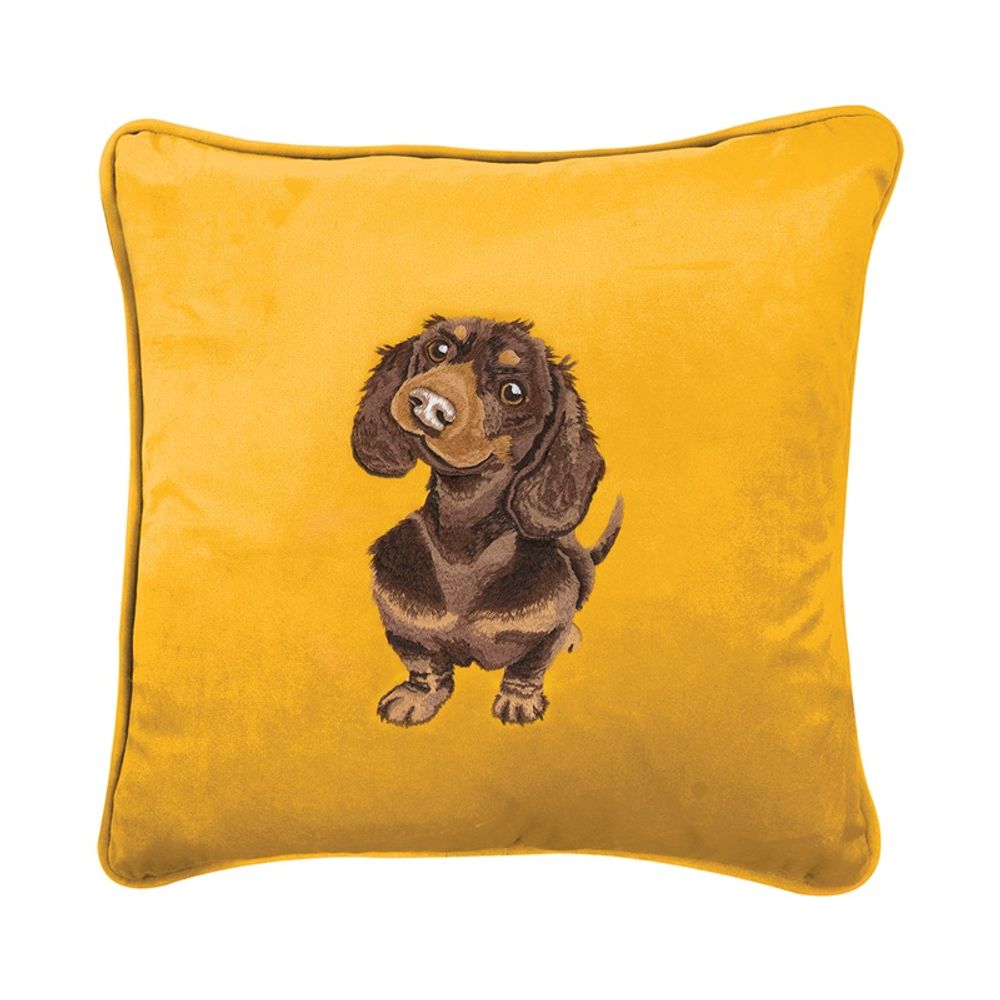 Levně Wrendale Designs Vyšívaný polštář Wrendale Designs "Little Sausage", 40x40 cm - Jezevčík