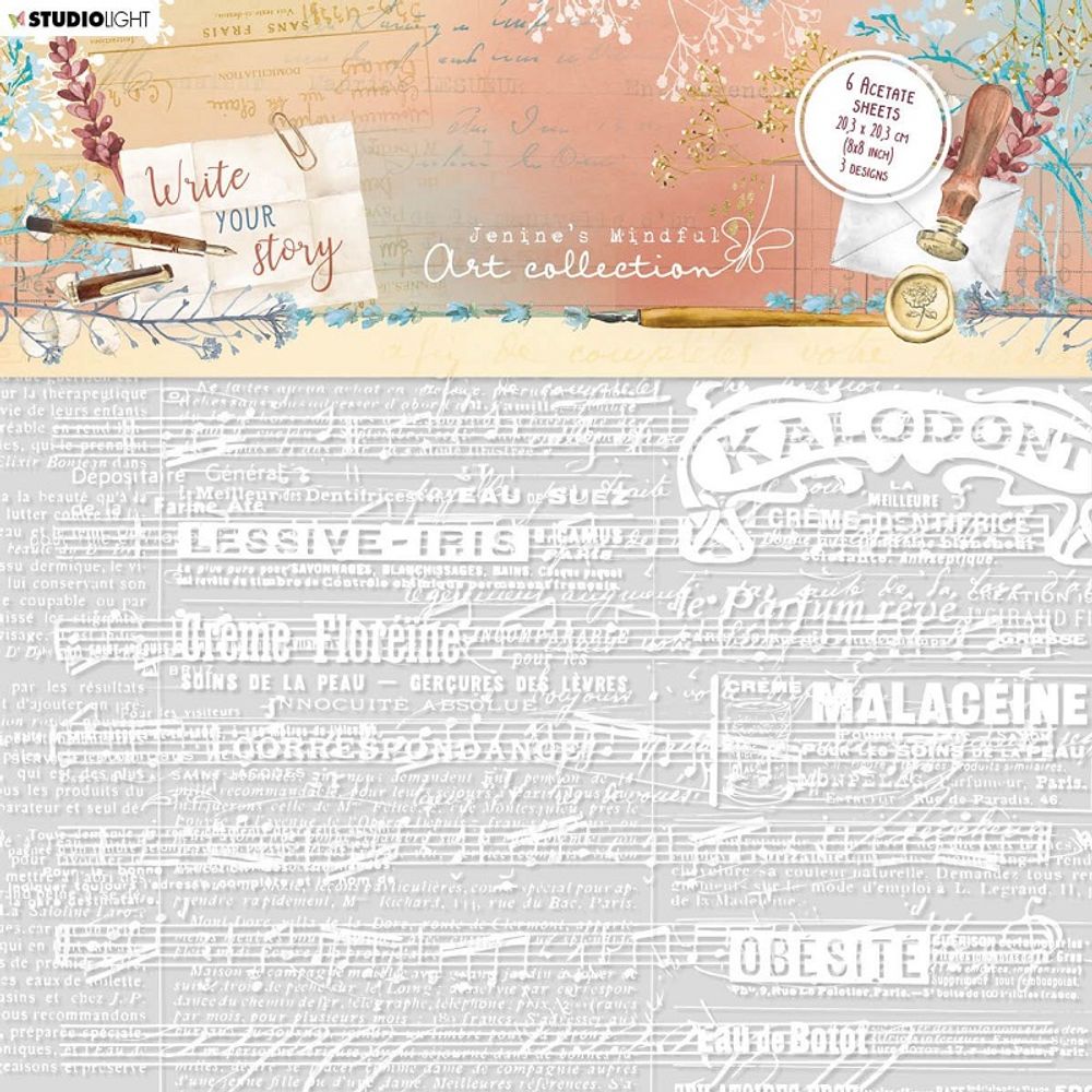 Levně Studio Light Acetátová fólie Studio Light "Write Your Story", 6 ks - Write Your Story - Retro písmo