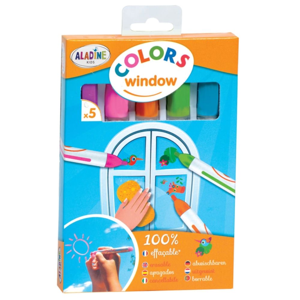 Aladine Křídové fixy na okna Aladine Colors Window - zářivé barvy, 5 ks