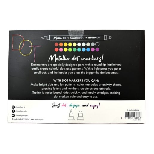 Fixy na tečkování Studio Light, 20 ks - metalické barvy