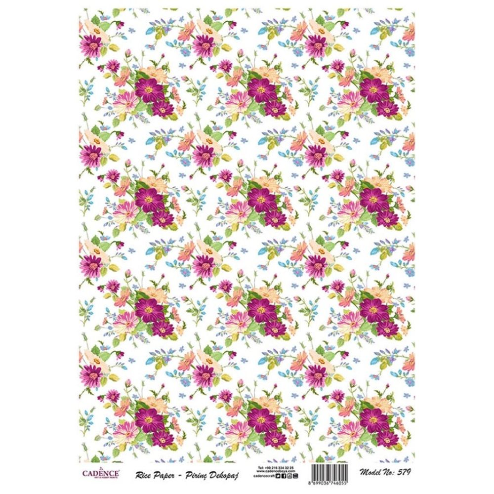 Levně Cadence Rýžový papír Cadence, A4 - Barevné květinky