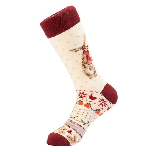 Pánské ponožky Wrendale Designs "Winter Hare" - Zajíc, vánoční