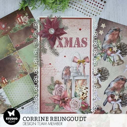 Blok podkladových papírů Studio Light "Magical Christmas", 20,3x20,3 cm, 18 l. - zelený