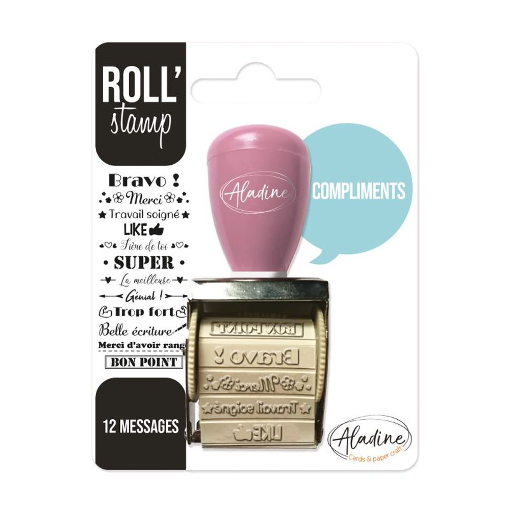 Aladine Otočné razítko s nápisy Aladine Roll' Stamp - Hodnoticí (FR)