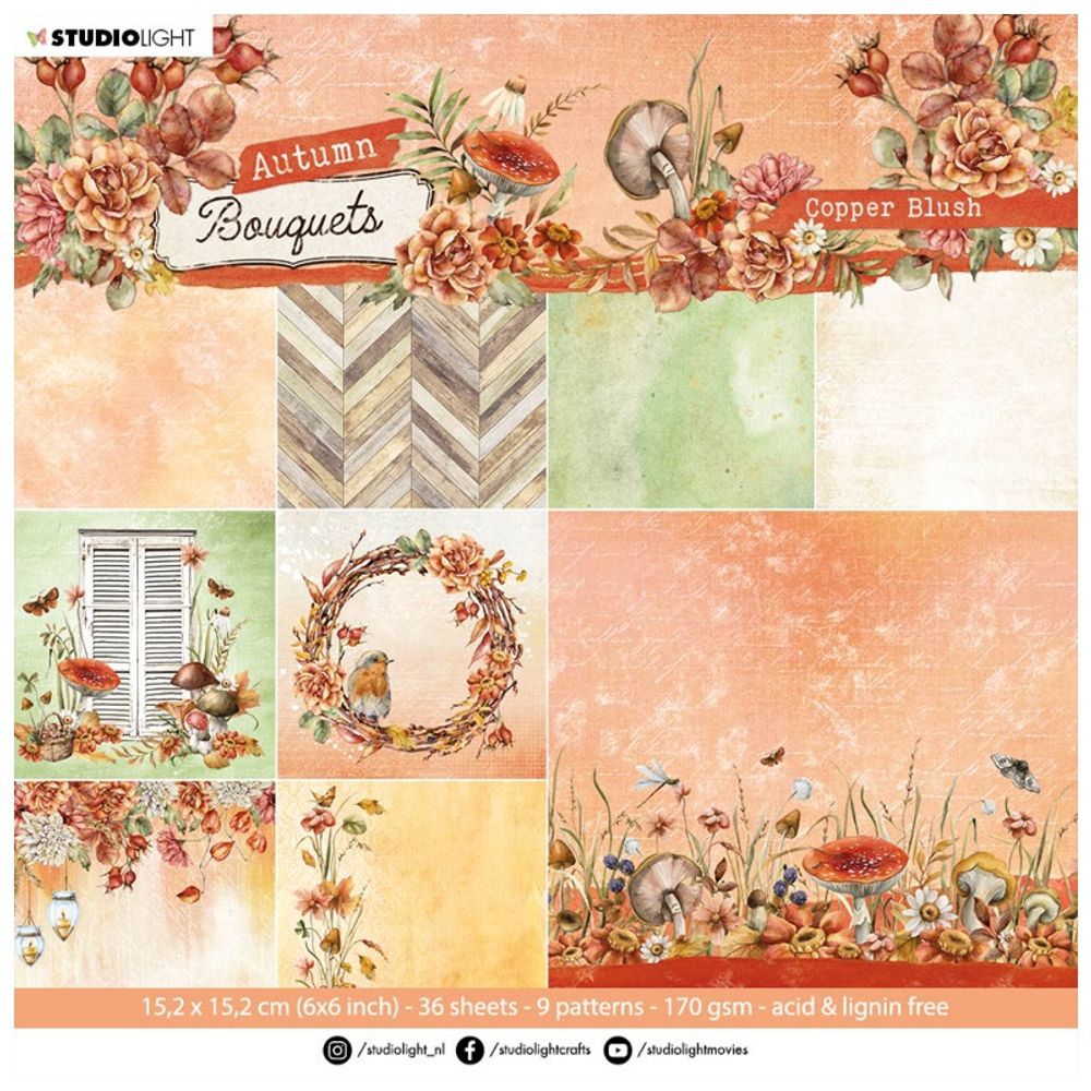 Levně Studio Light Blok podkladových papírů Studio Light "Autumn Bouquets", 36 l. - Podzim na zahradě