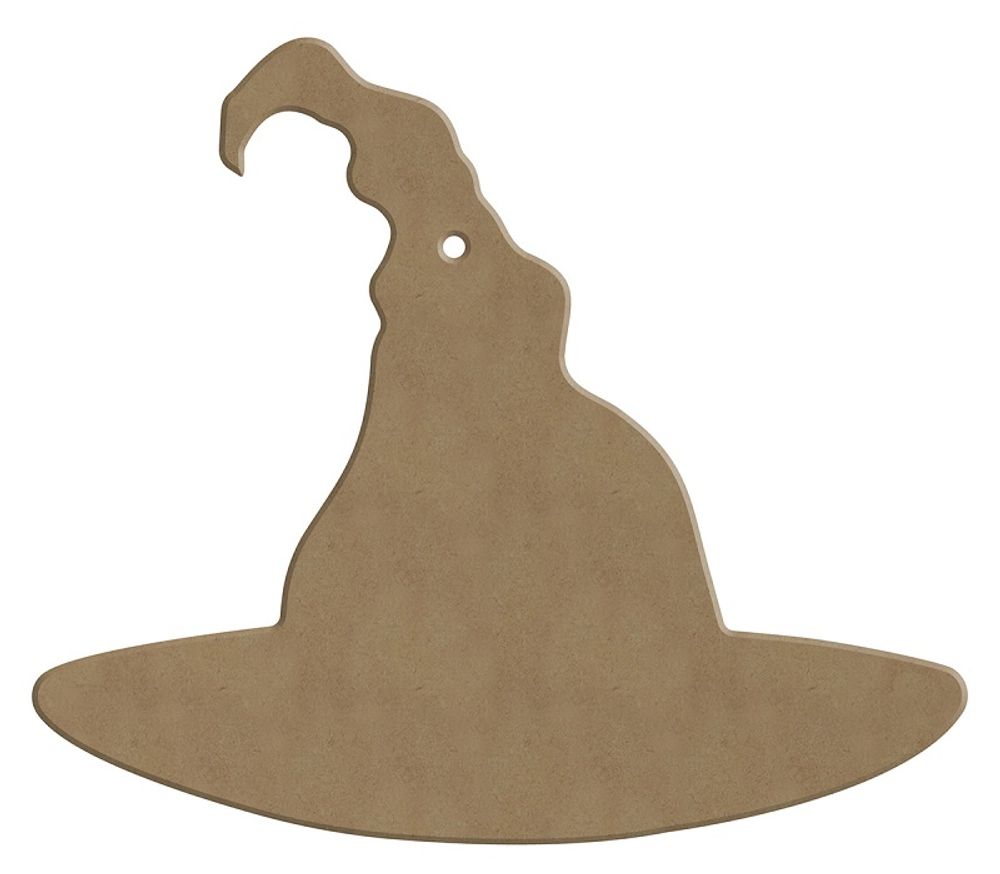 Dřevěný výřez k dekoraci Gomille závěsný, 17 x 15 cm – čarodějnický klobouk Aladine