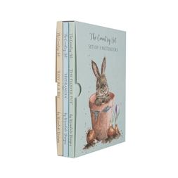 Sada 3 zápisníků Wrendale Designs "The Country Set" - Králík, ježek, hortenzie