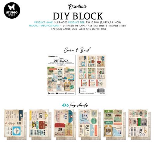 DIY Blok Studio Light, A7, 24 l. - Vintage visačky