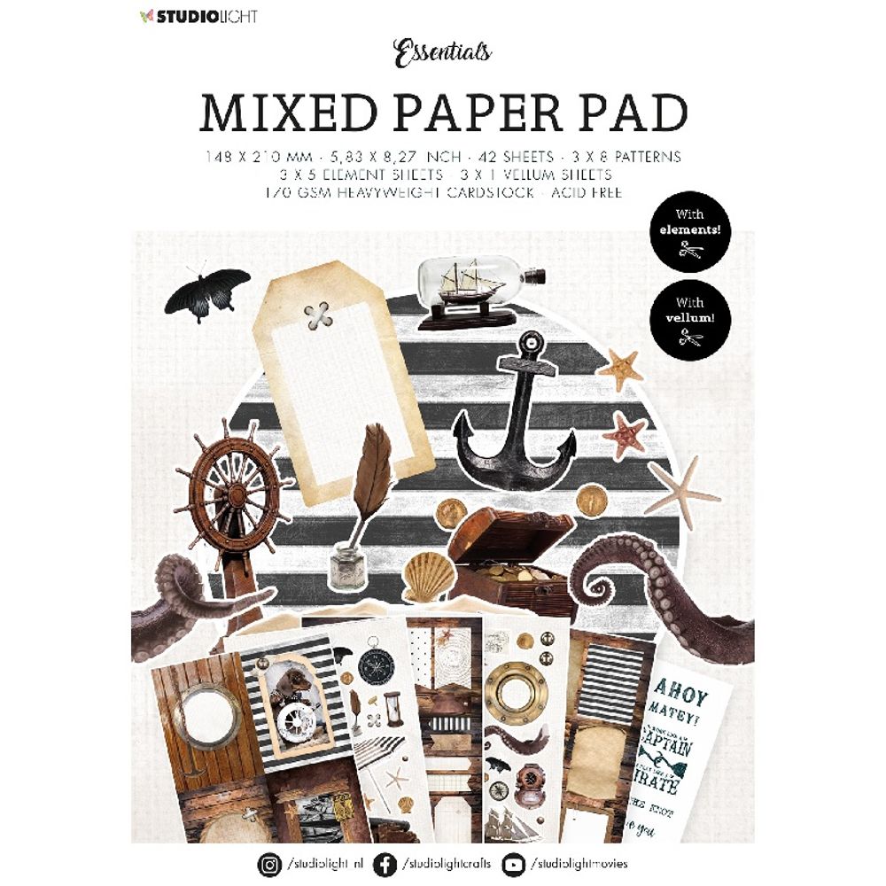Levně Studio Light Kreativní blok Studio Light Mixed Paper Pad, A5, 42 l. - Námořní vintage