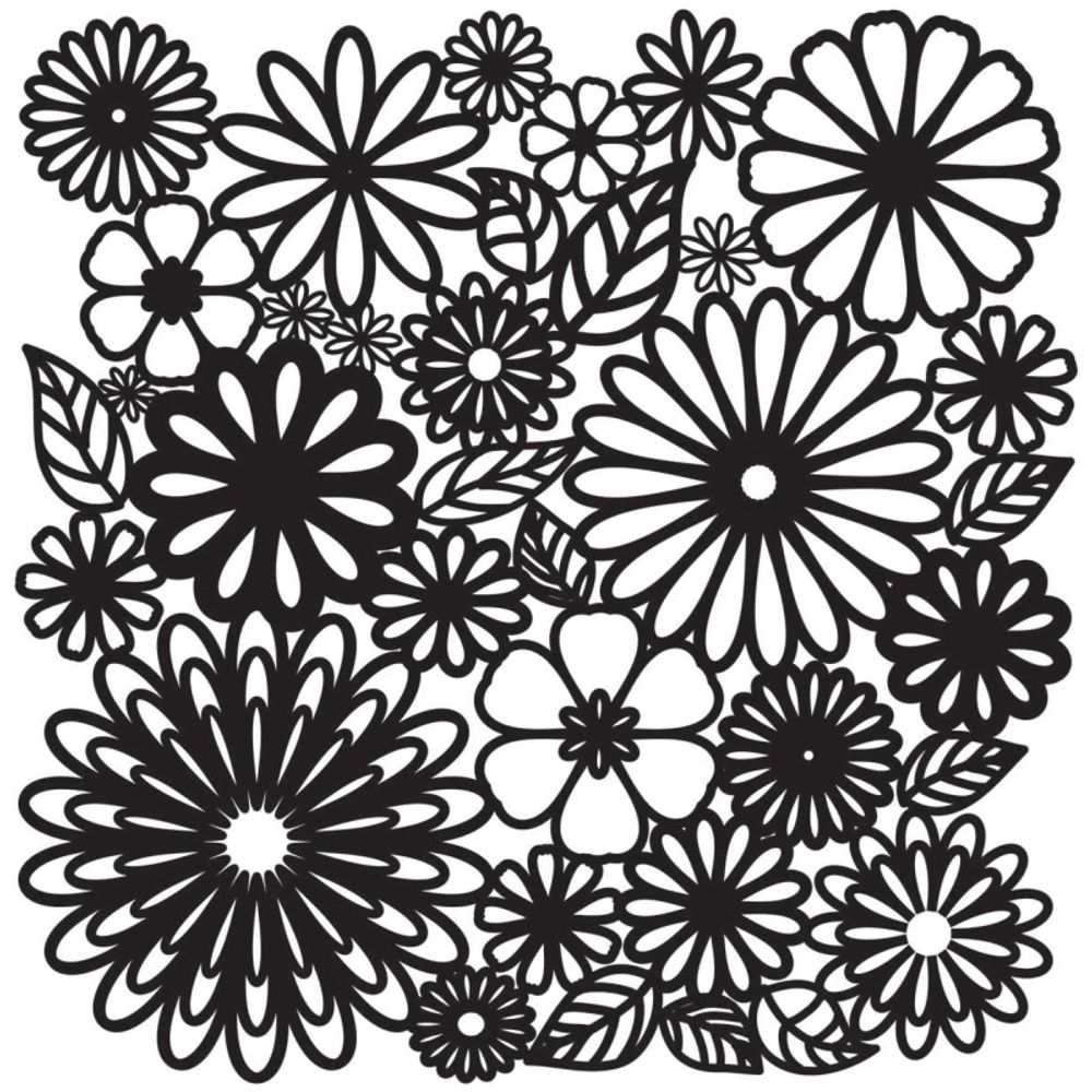 Levně The Crafter´s Workshop Šablona TCW - Flower Frenzy - VYBERTE VELIKOST - Šablona TCW 12"x12" (30,5x30,5 cm) - Flower Frenzy