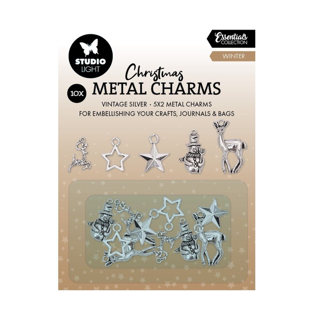Studio Light Kovové přívěsky Studio Light, 10 ks - Stříbrné Vánoce