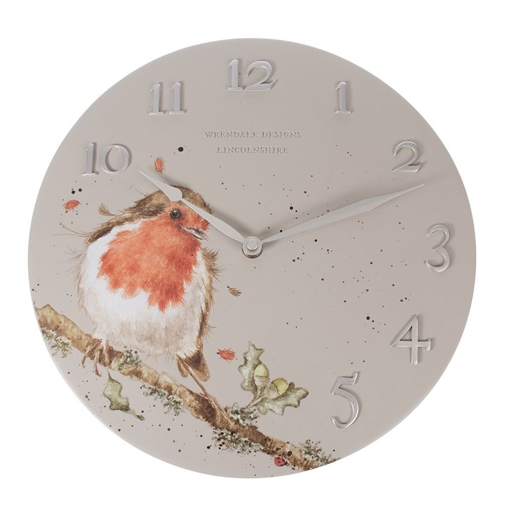 Wrendale Designs Nástěnné hodiny Wrendale Designs "Woodland Robin" - Červenka