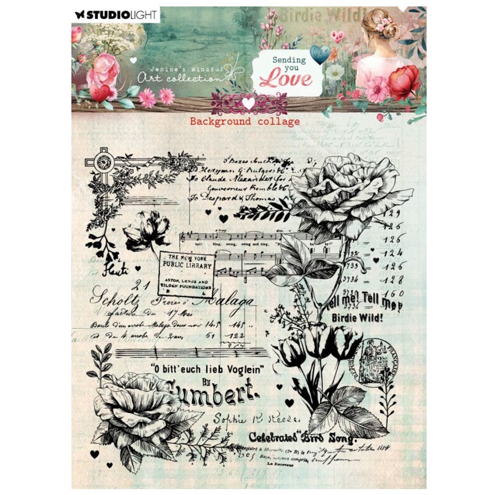 Gelové razítko Studio Light Sending You Love, 12,9x12,9 cm - Rozkvetlé noty Aladine