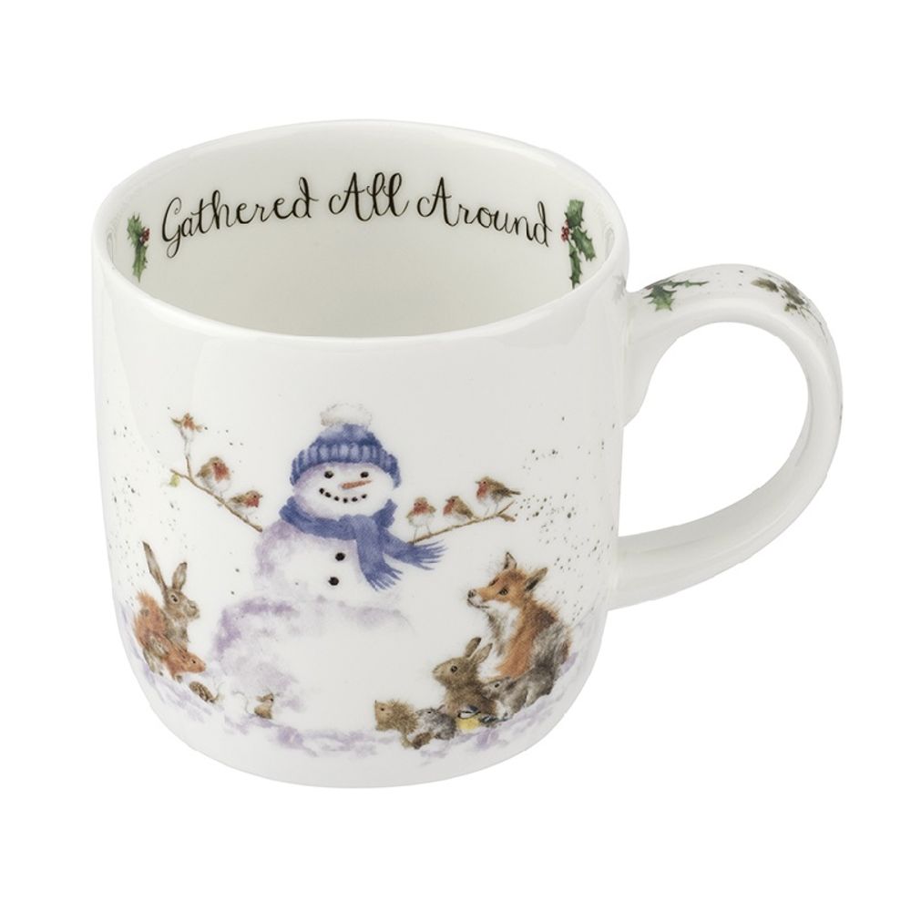 Royal Worcester Vánoční porcelánový hrnek Wrendale Designs "Gathered All Around", 0,31 l - Sněhulák