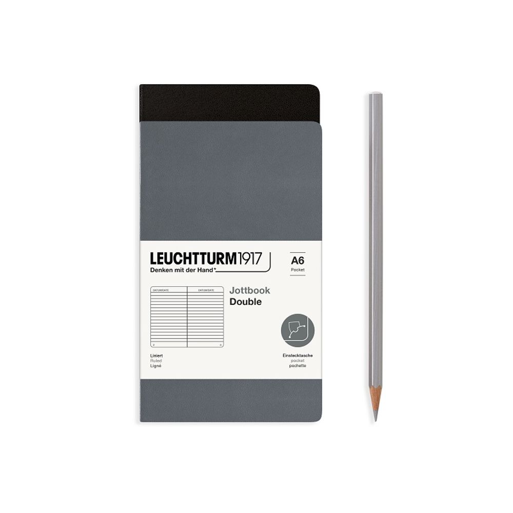 Notes Leuchtturm, A6, linkovaný (sada 2 ks) – černý Aladine