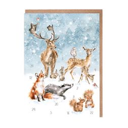Přání s adventním kalendářem Wrendale Designs "A Winter Wonderland" - Zima v lese
