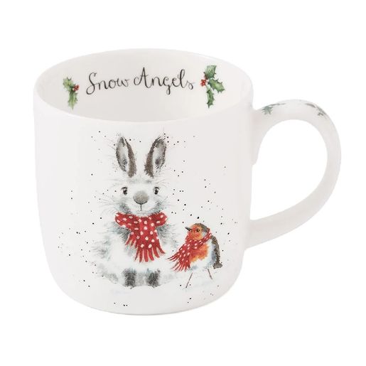 Vánoční porcelánový hrnek Wrendale Designs "Snow Angels", 0,31 l - Králík a červenka