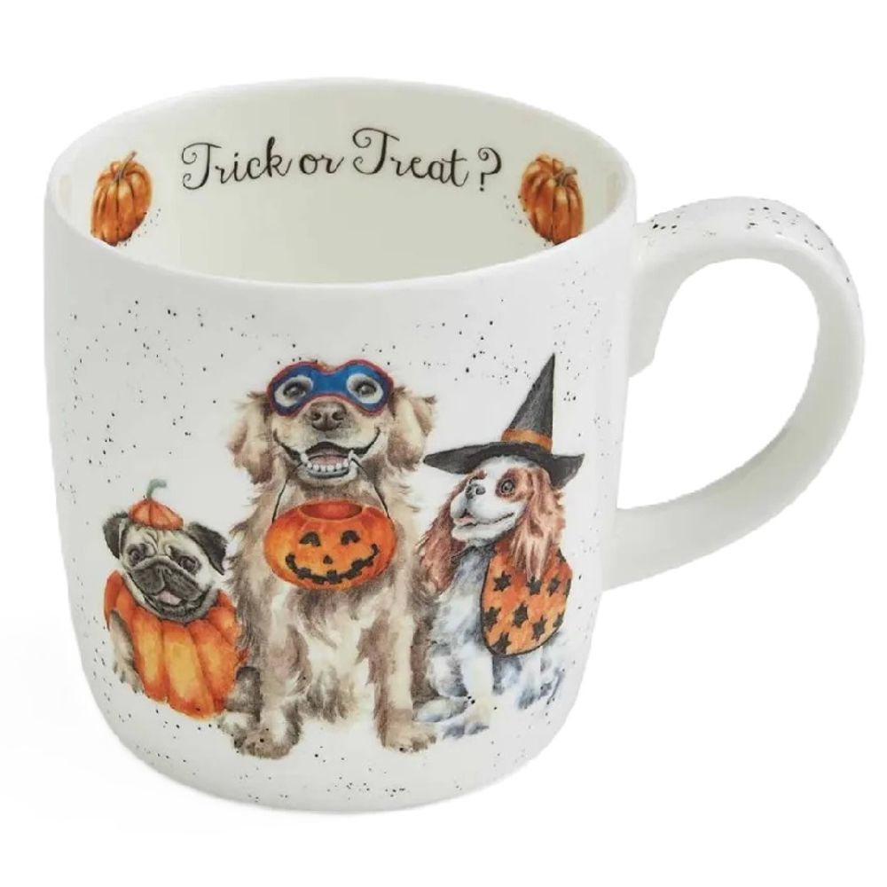 Royal Worcester Porcelánový hrnek Wrendale Designs "Trick or Treat", 0,4 l - Pejsci na Halloween