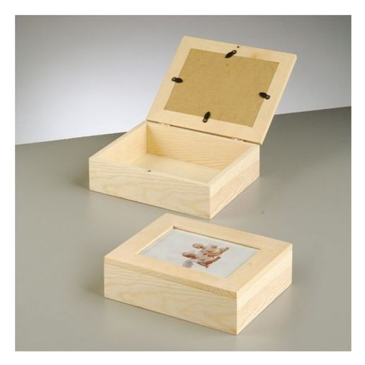 Dřevěná krabička s rámečkem na fotku - 24x19x7,6 cm
