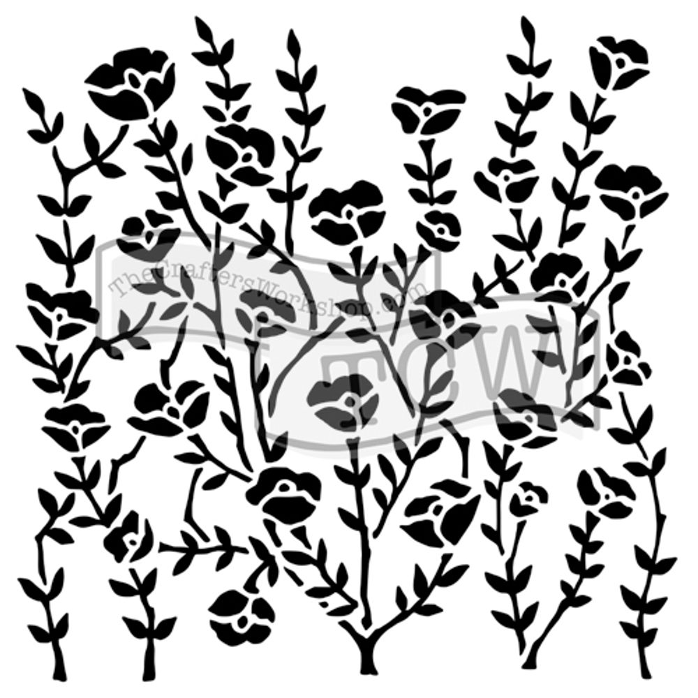 The Crafter´s Workshop Šablona TCW - Wild Blooms - VYBERTE VELIKOST - Šablona TCW 12"x12" (30,5x30,5 cm) - Wild Blooms