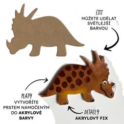 Dřevěný výřez k dekoraci Gomille, 15x10 cm - Triceratops, malý