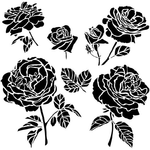 Šablona TCW 6"x6" (15,2x15,2 cm) - Cabbage Roses
