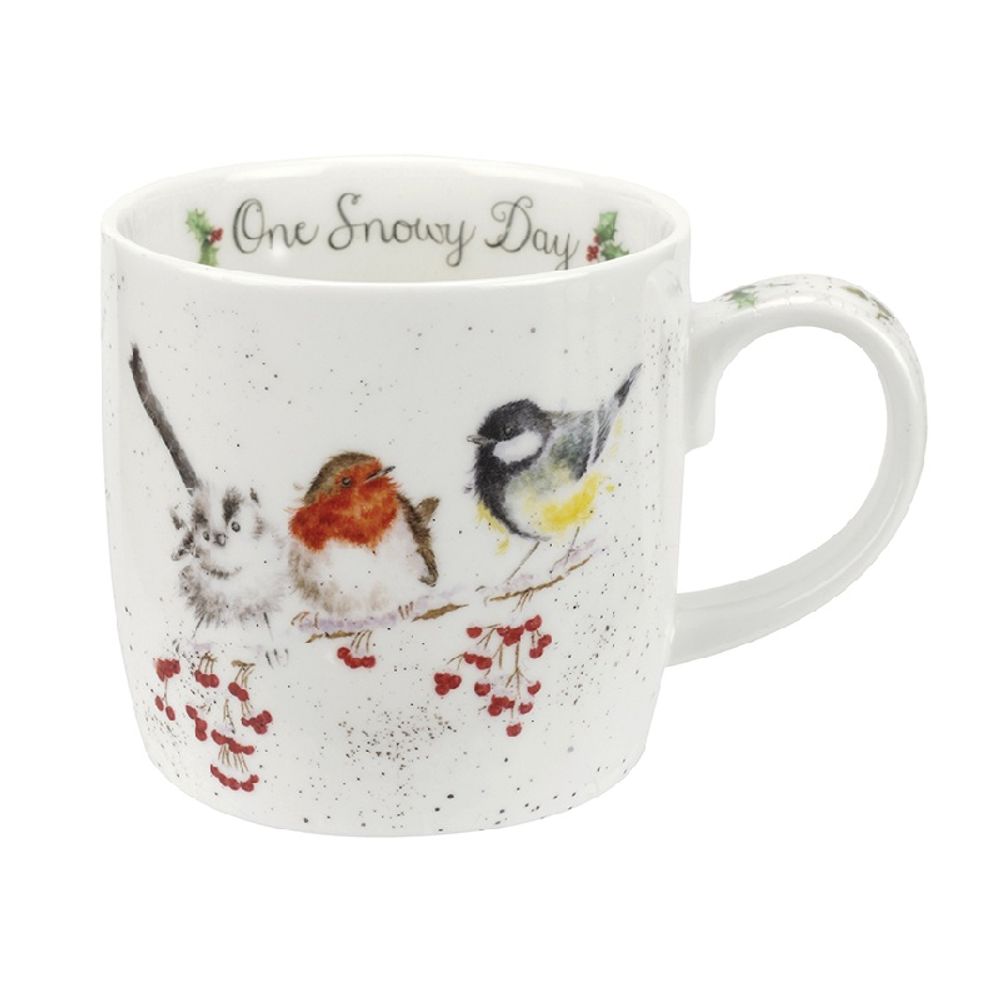 Royal Worcester Vánoční porcelánový hrnek Wrendale Designs "One Snowy Day", 0,31 l - Ptáčci