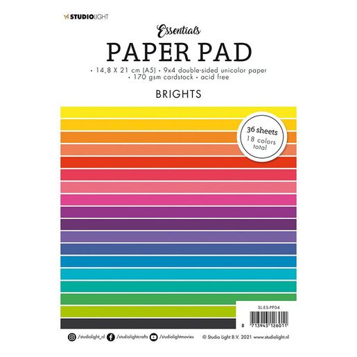 Blok barevných papírů Studio Light A5, 36 l. - zářivé barvy
