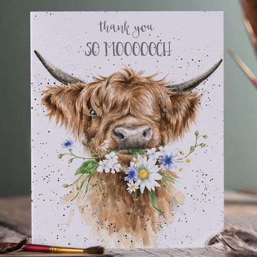 Děkovné přání Wrendale Designs "So Mooooch!" - Kráva