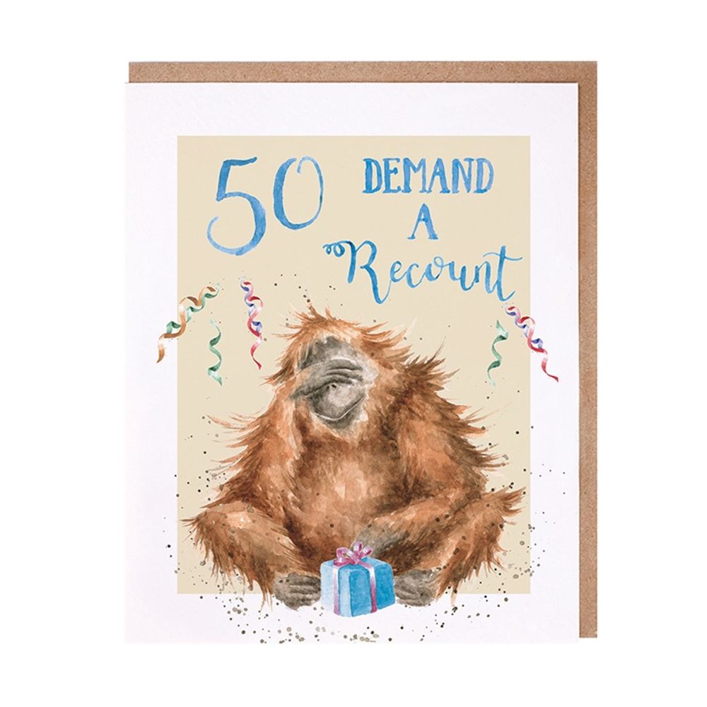 Wrendale Designs Narozeninové přání Wrendale Designs "50 Demand a Recount" - Orangutan