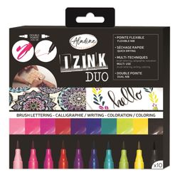 Akvarelové štětečkové fixy Aladine Izink Duo - 10 barev