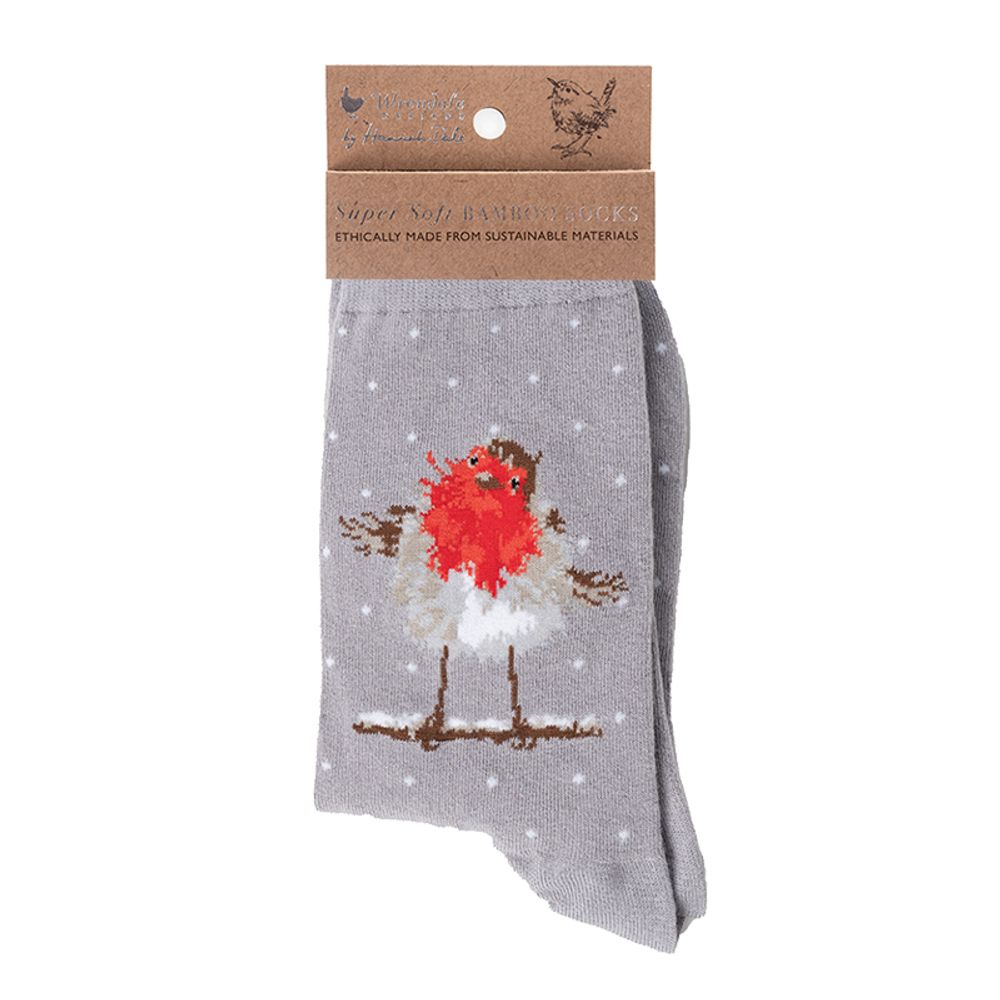 Wrendale Designs Dámské ponožky Wrendale Designs "Jolly Robin" - Červenka, vánoční