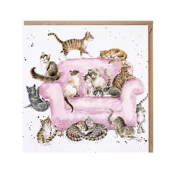 Přání Wrendale Designs "Cattitude ", 15x15 cm - Kočky na sedačce