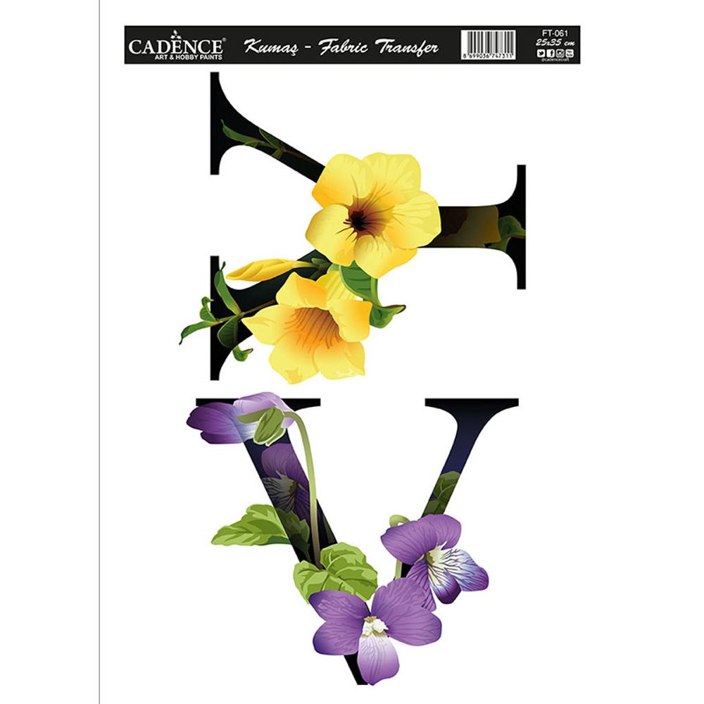 Levně Cadence Transferový obrázek na textil Cadence, 25x35 cm - VYBERTE PÍSMENA - Transferový obrázek na textil Cadence, 25x35 cm - písmena V, Y
