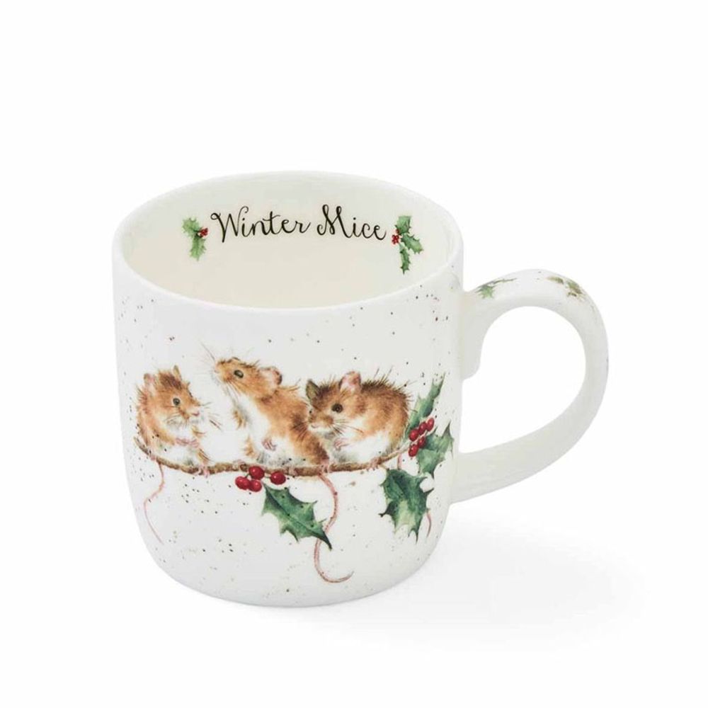 Royal Worcester Vánoční porcelánový hrnek Wrendale Designs "Winter Mice", 0,31 l - Myšky